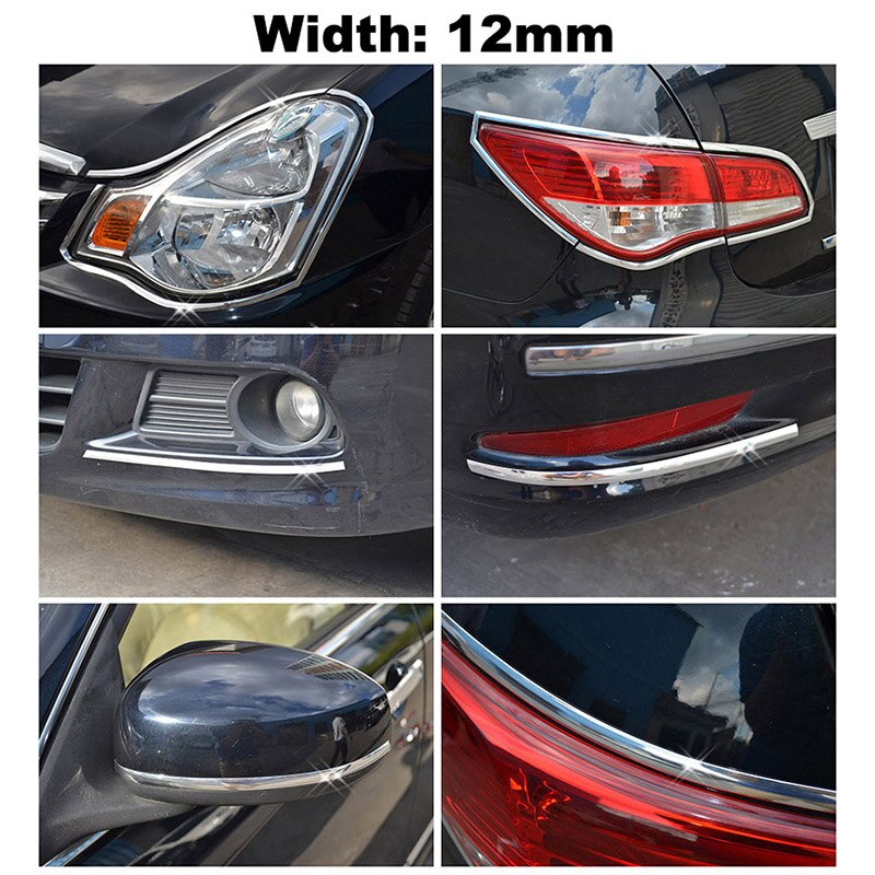 3M/12Mm Car Styling Chrome Strips Decoratie Moulding Trim Cover Deur Window Auto Diy Body Bumper Protector guard Universele