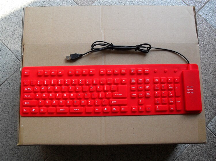 109Keys Keyboard USB Wired Soft Silicon Keybarod Foldable Waterproof Keyboard For PC Desktop Laptop: Red