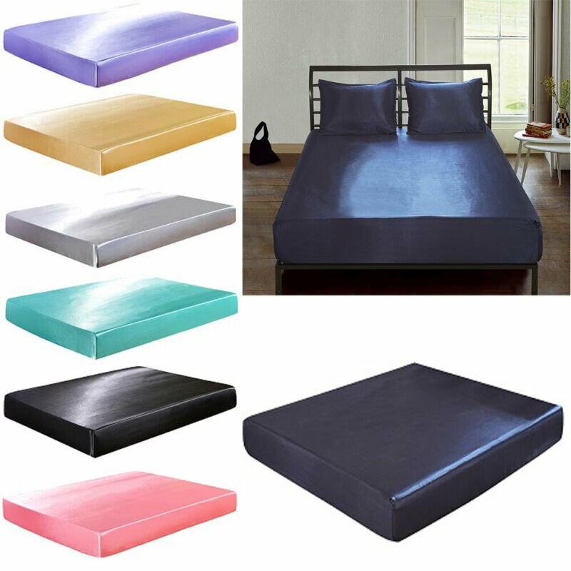 Extra Deep Fitted Sheet Waterproof Solid Bed Sheets Mattress Cover Protector Elastic Sheets Polyester Full Size 153CMx203CMx30CM