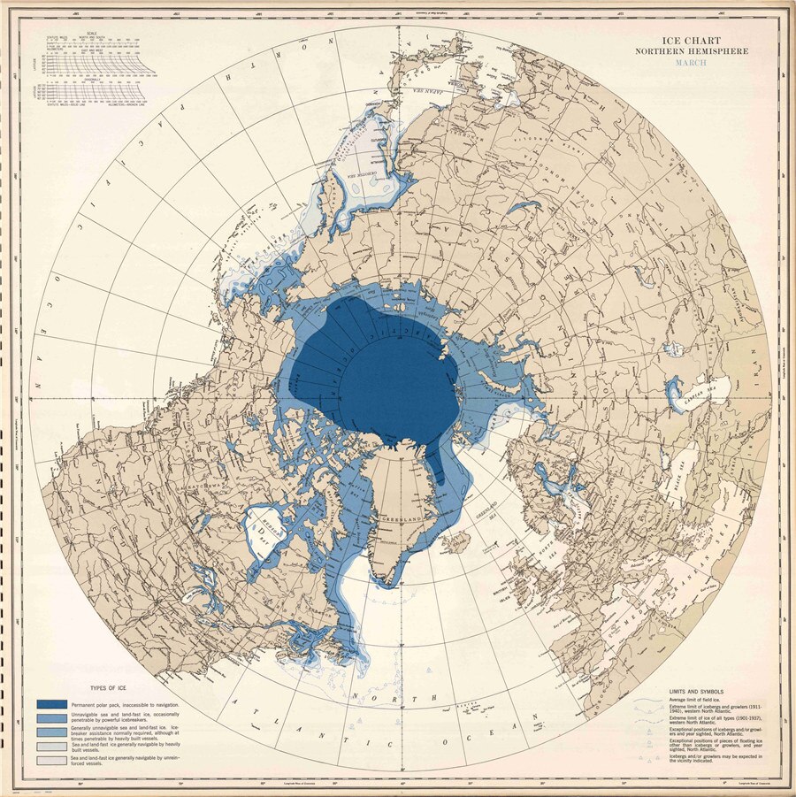 Arctic Ocean Map Ice Chart Details Comments Delicate Canvas Wall Sticker Geography Learning Home Decor Bar Cafe Print Poster