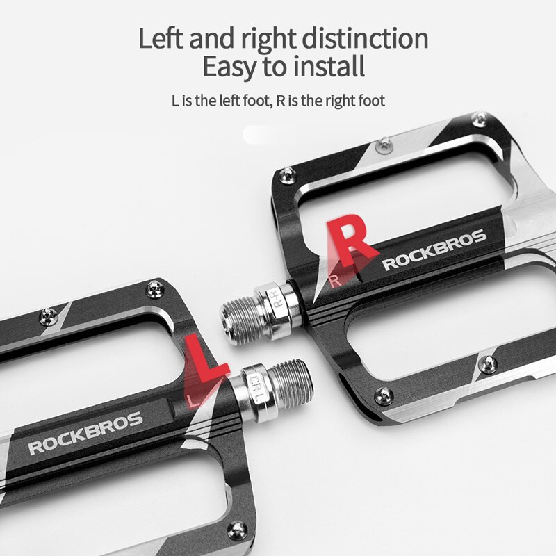 ROCKBROS Bike Pedals MTB Aluminum CNC Alloy Sealed DU Bearing MTB Pedals Non-slip Spikes Wearable Pedals Bike Accessories