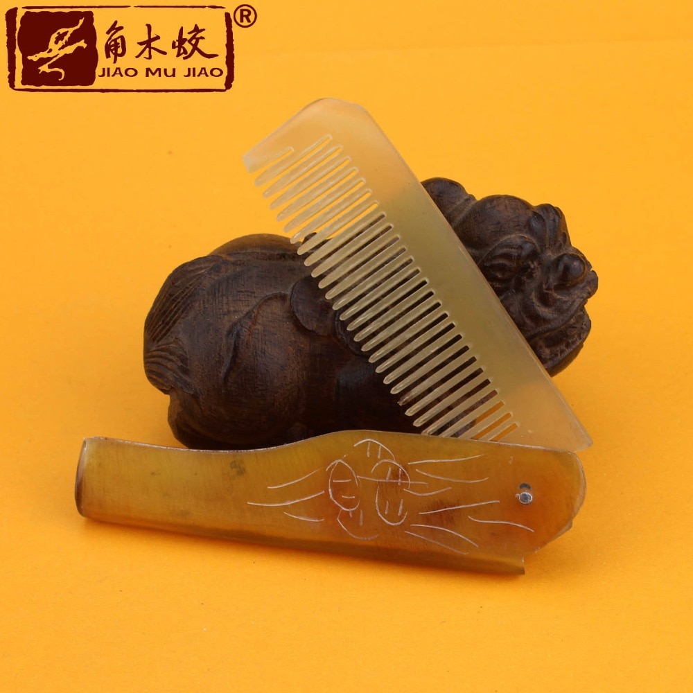 Peigne en corne de HQ, véritable peigne de poche, pliable, antistatique, antipelliculaire, pour massage de santé,