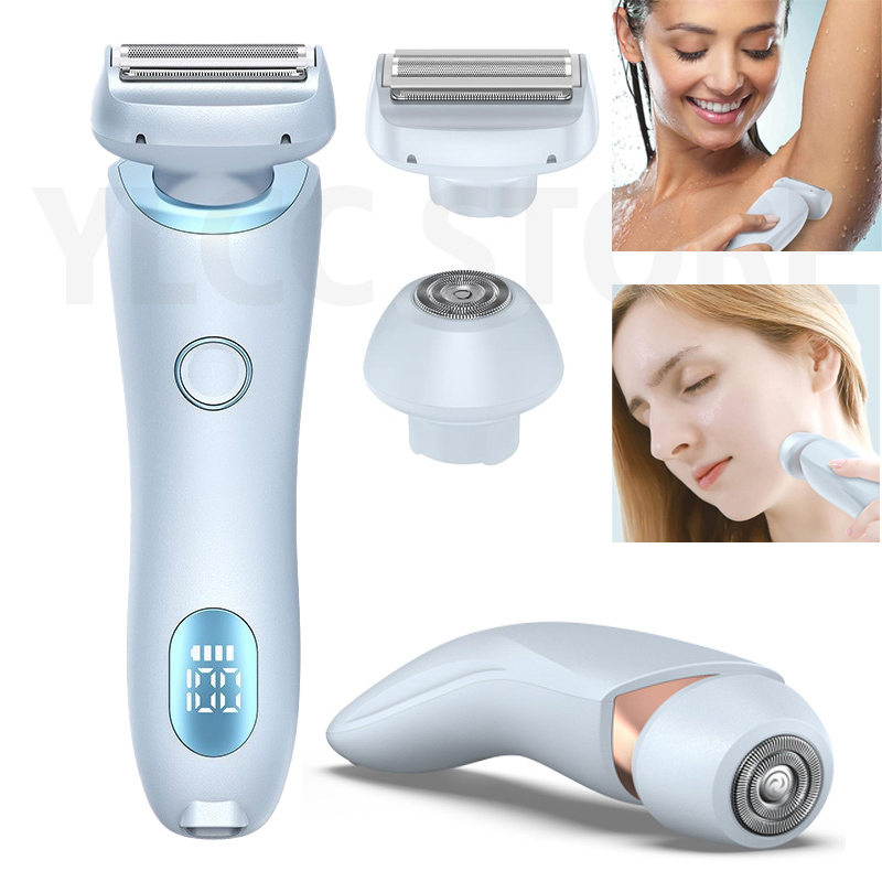 Elektrische scheerapparaten voor vrouwen 2-in-1 bikinitrimmer Gezichtsscheerapparaten Ontharing voor oksels Benen Dames Body Trimmer IPX7 Waterdicht