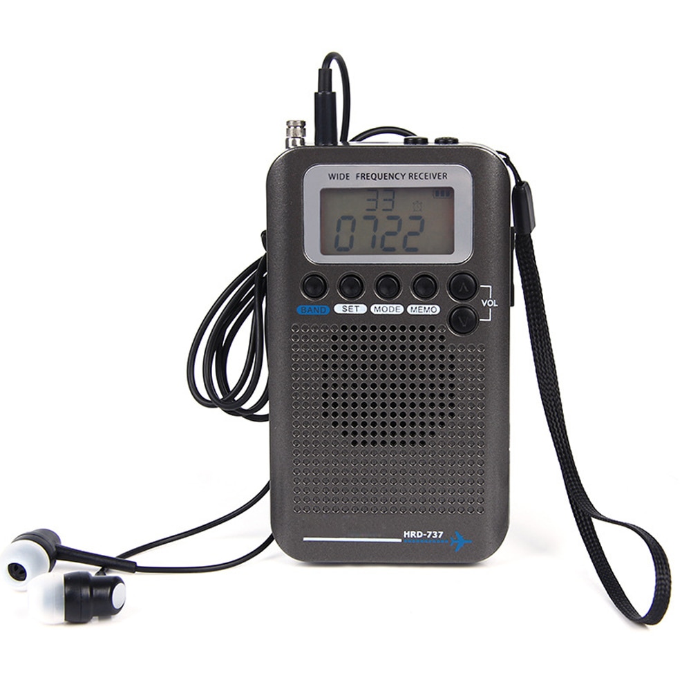 Aircraft FullBand VHF Radio Portable FM AM SW Radio VHF CB 30-223MHZ 25-28MHZ Air 118-138MHZ with Dual Alarm Clock
