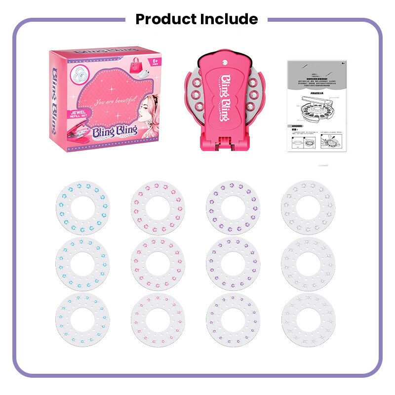 Pretend Play Jewel Refill Set Diy Meisjes Haar Styling Tool Diamant Sticker Speelgoed Gifts180 Gems Blingers Deluxe Set Meisjes Speelgoed: 180 Full Gems Set