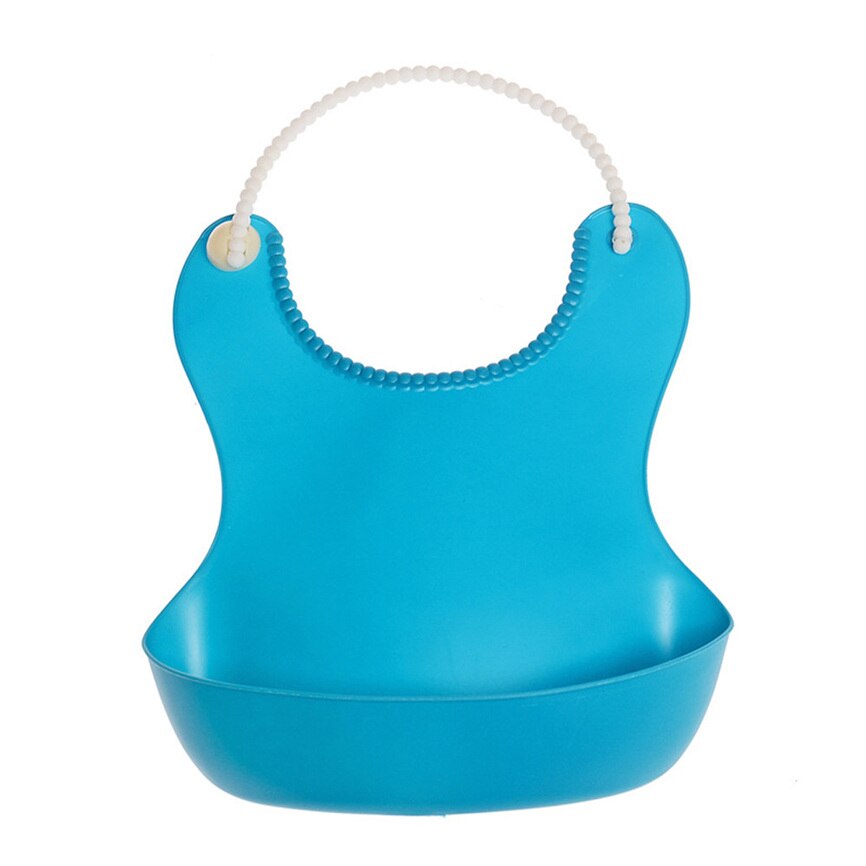 Cute Kid Infant Bibs Baby Soft Silicone Bib Waterproof Saliva Dripping Bibs solid color stereo bib silicone children meal pocket: Blue