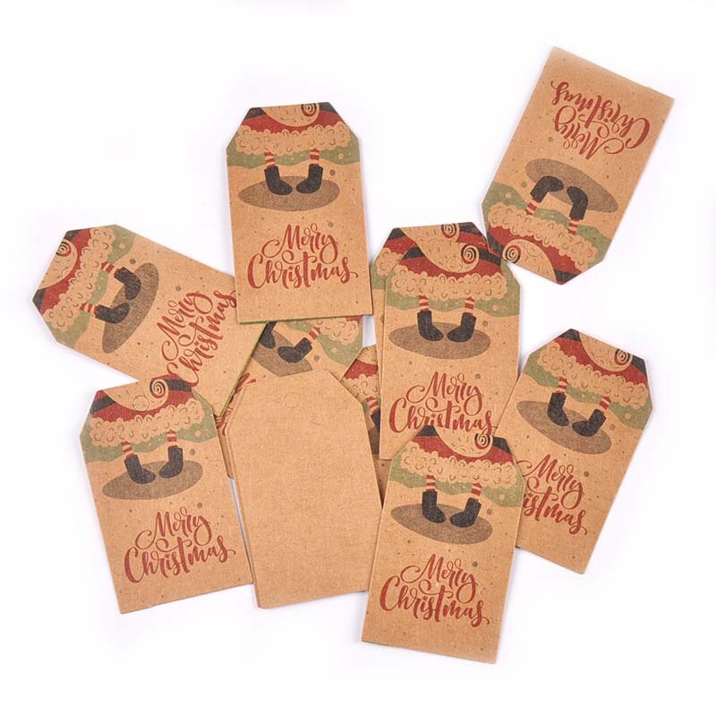 50 pièces papier Kraft mélangé carte père noël arbre papier étiquette HangTag bricolage fête boîte à bonbons étiquette de cuisson décor de noël C3010: 20