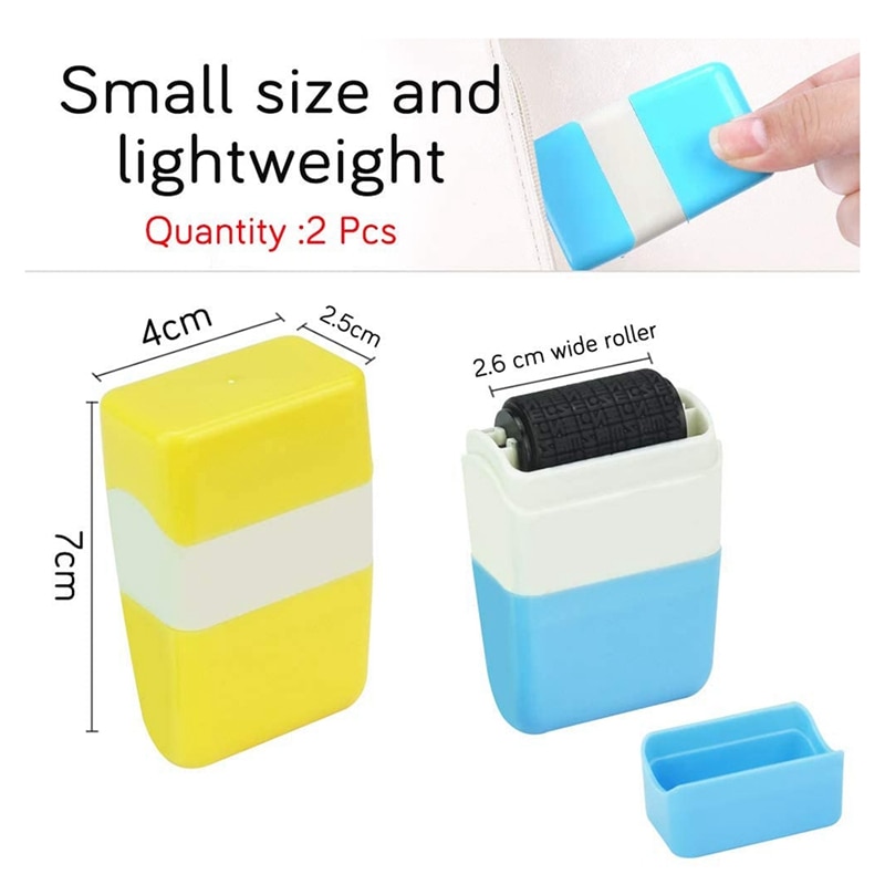 2 PCS Identity Theft Protection Stamp Confidential Roller Stamp Defender Security Stamp Hide ID Address Yellow & Blue