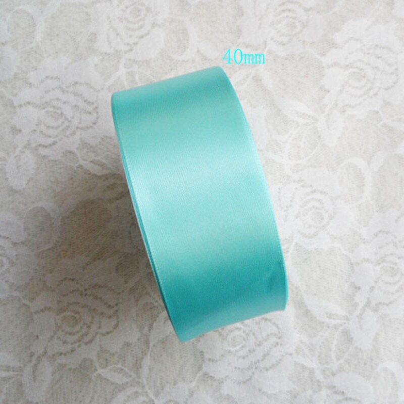 Ruban de satin de soie bleu tiffany de 25 mètres pour décoration de fête de mariage, emballage, vêtements de noël, ruban de tissu à coudre: 40mm