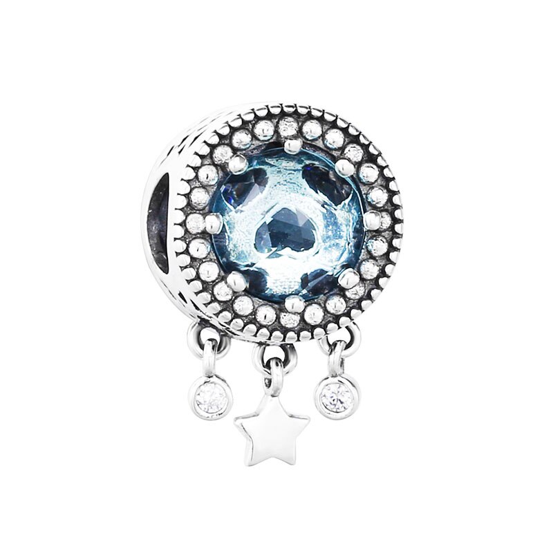 Moonmory 925 srebro w kształcie serca głęboki niebieski dla DIY bransoletka dziurawy wisiorek w kształcie gwiazdy oryginalna piękna biżuteria prezent na boże narodzenie: Default Title