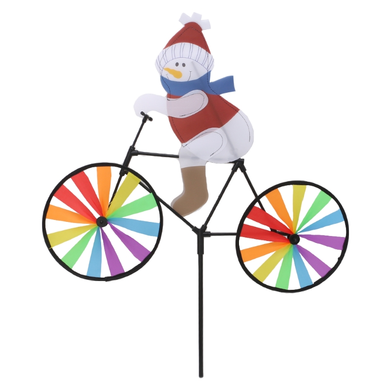 3D Grote Kerstman Op Fiets Windmolen Wind Spinner Draaimolen Yard Garden Decor 95AE