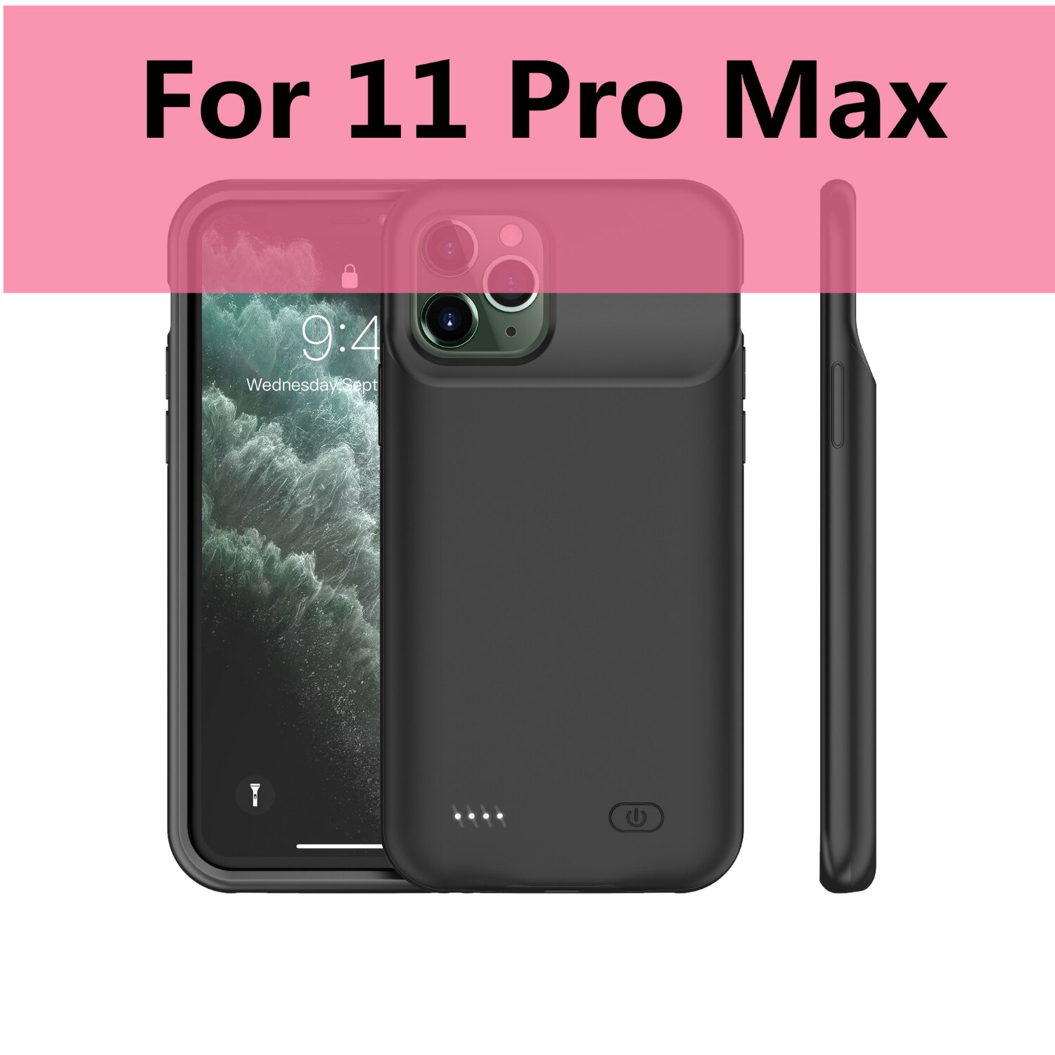 Caso de banco de potência carregador para iphone 11 pro max x xr xs max 12 pro max ultra fino carregador de bateria capa para iphone7 8 plus se 2020: Black For 11 Pro Max