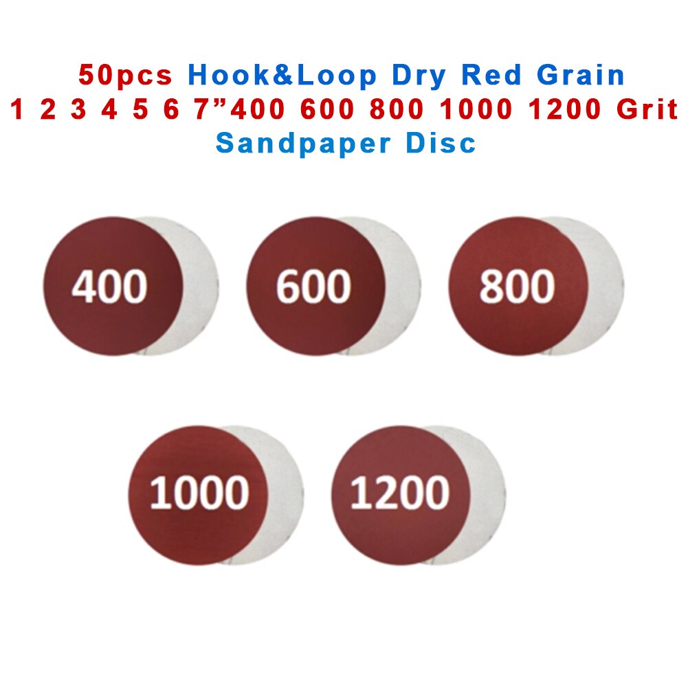 50 stk alumina krog og løkke tør rød 2/4 " tommer 400 600 800 1000 1200 korn sandpapirskive, velegnet til kunsthåndværk, smykker mv.