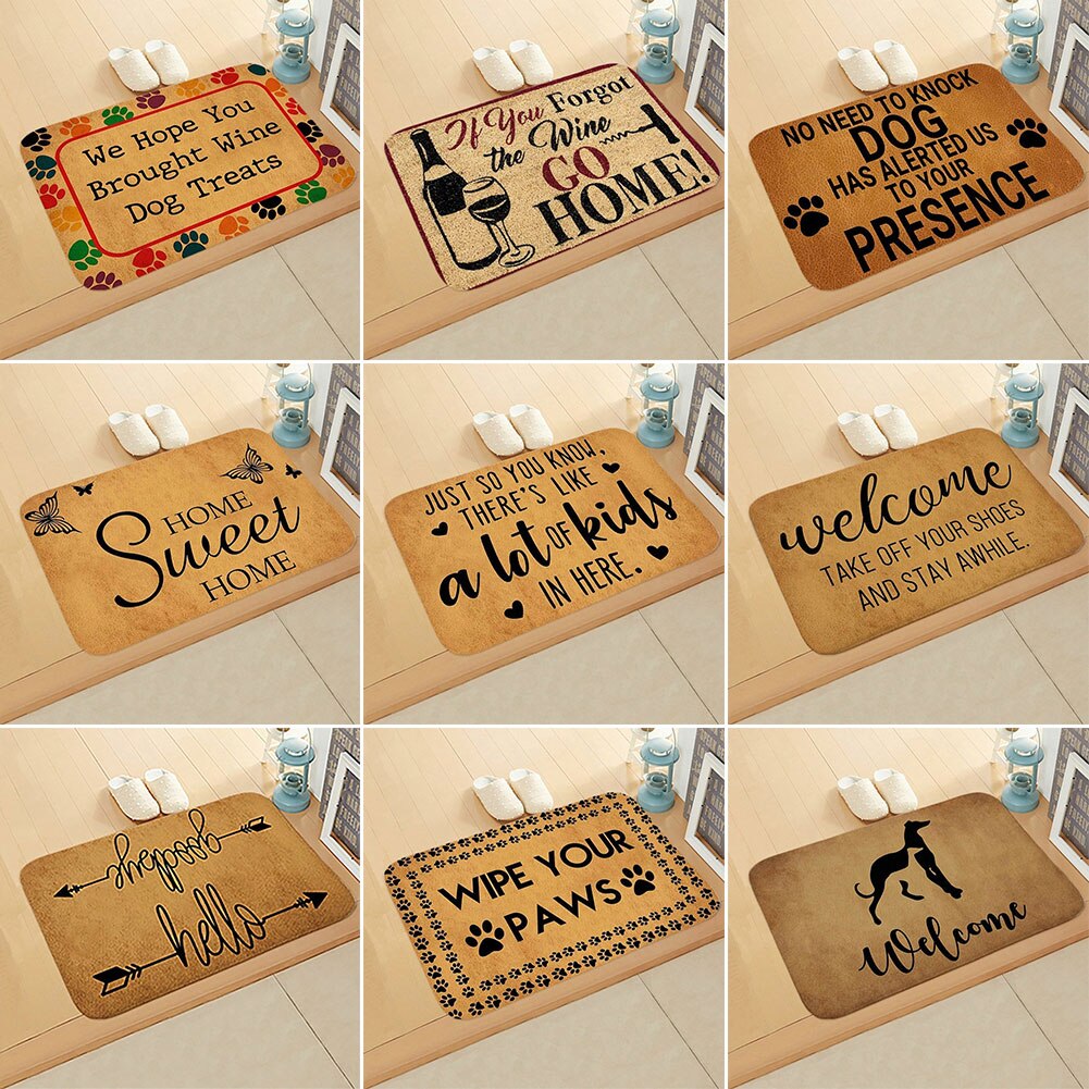 40 x 60cm engelsk brev velkommen/søt husholdning sklisikre matter vannabsorberende dørmatte teppe teppe gulv hjemmeinnredning
