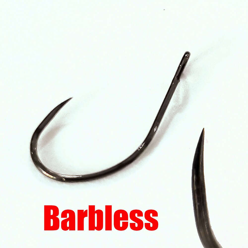 100 pcs/pack single barbless hook high carbon steel Barbed fishing hooks tackle for Sea Bass Perch zander crappie spoon fishhook
