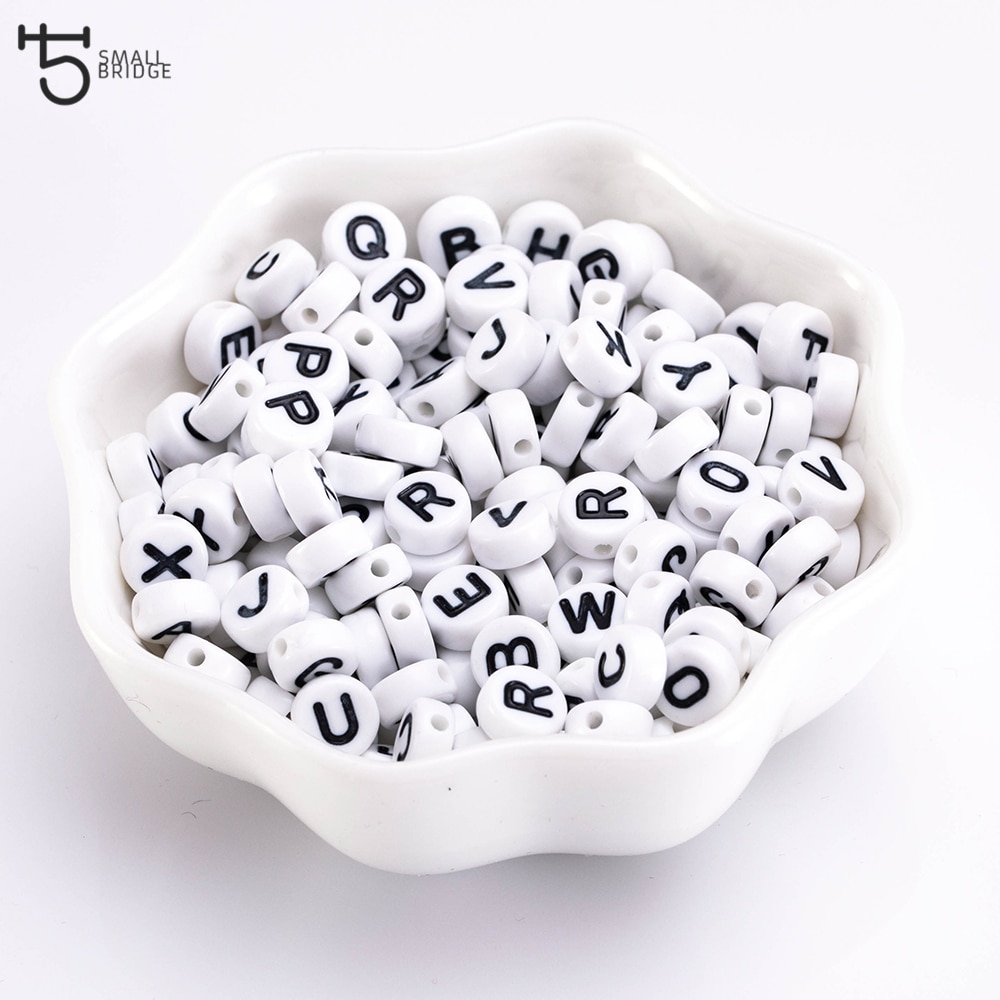 200 stuks Platte Ronde Acryl Letter Kralen voor sieraden maken Armband DIY Accessoires Alfabet Diy Kralen P600