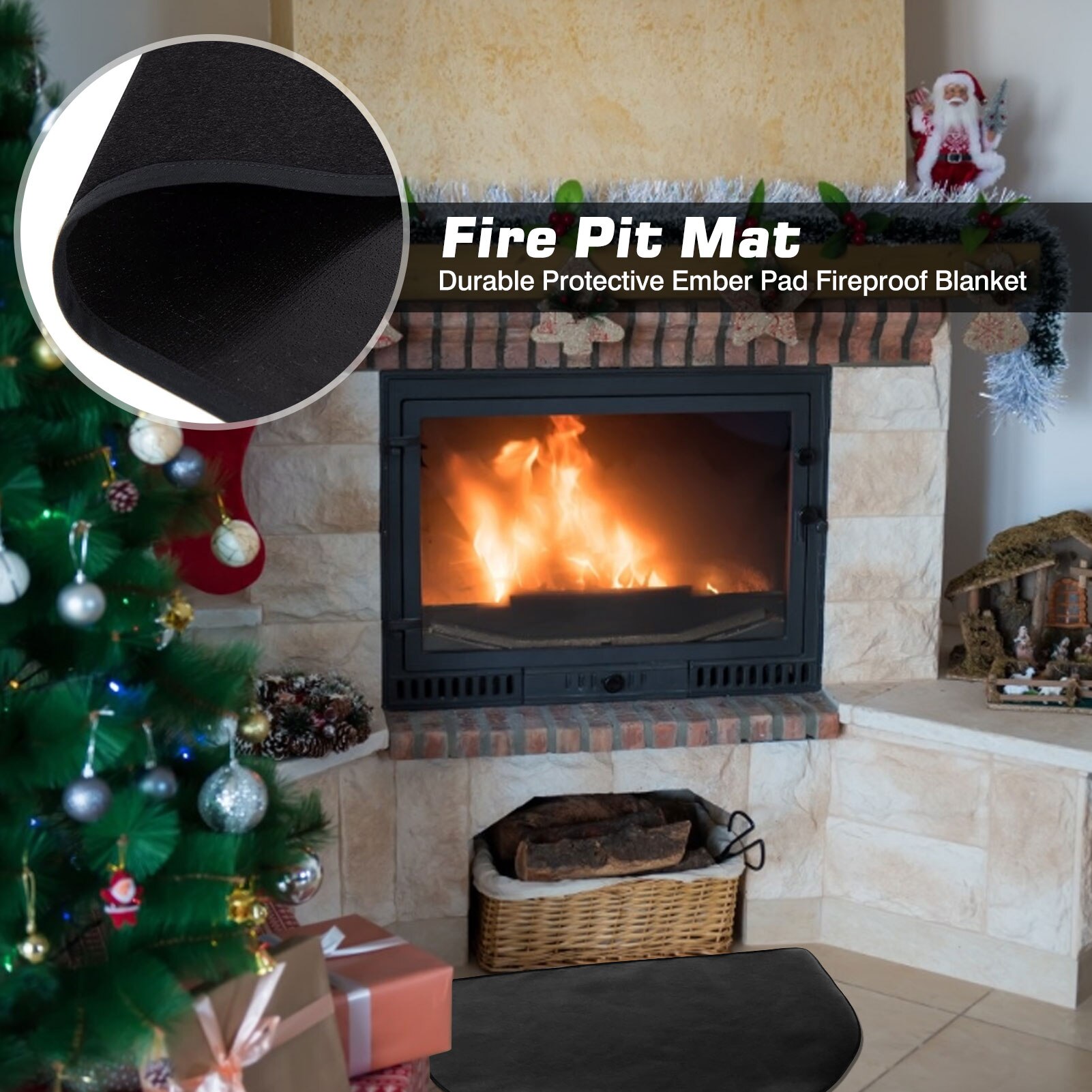 Tapis de cheminée pour foyer, couverture de feu, tapis de foyer en tissu ignifuge, tapis de protection Durable, couverture anti-feu