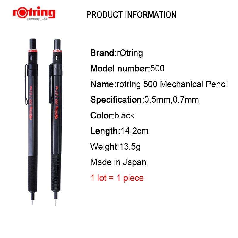 Rotring-portaminas de 500mm/0,5mm, portaminas de plástico con agarre metálico, 1 unidad