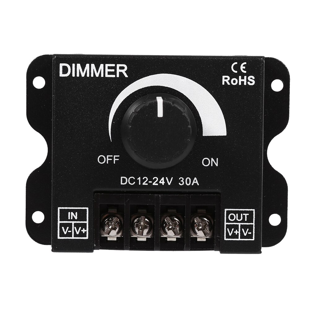 12V 24V Stepless Dimmer For LED Strip Light Dimming Knob Button Switch LED Dimmer Controller Max 30A Transformer Driver