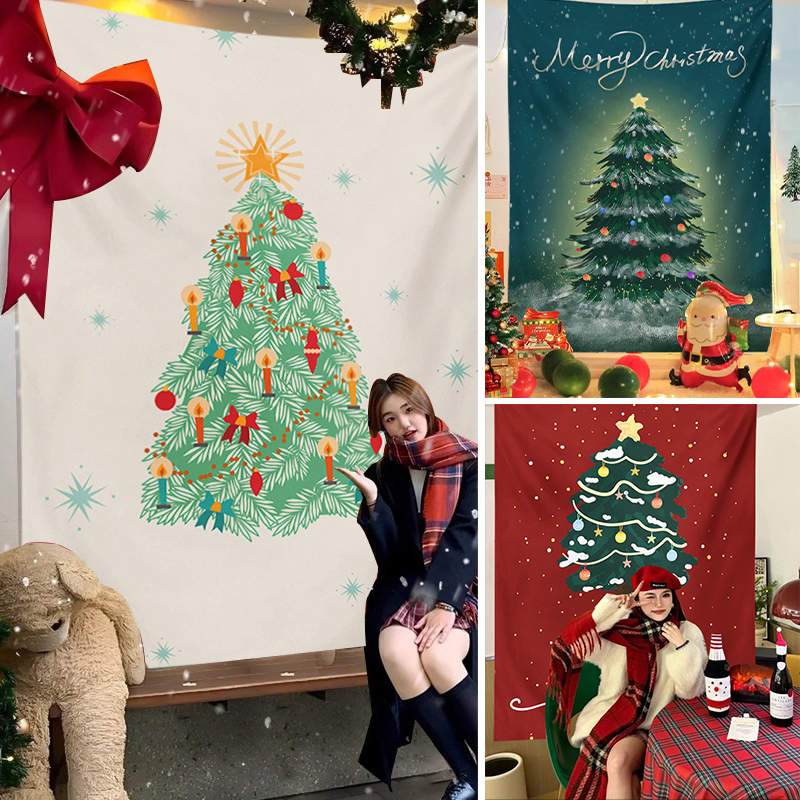 Christmas Decorative Hanging Tapestry Room Backdrop Photo Props Wall Tapestry Xmas Year Hanging Cloth