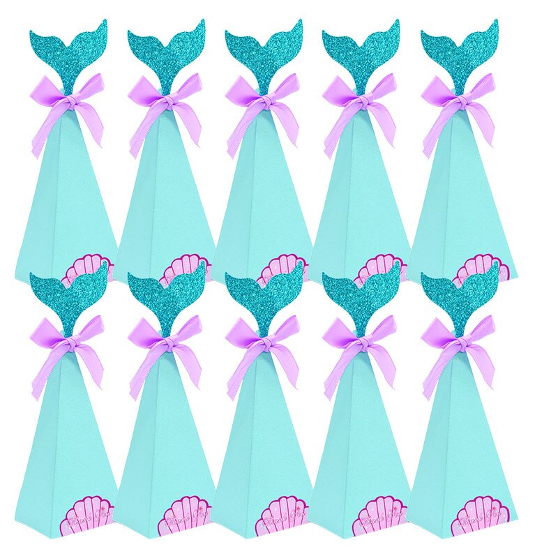 Mermaid Snoep Box Diy Papier Doos Zakken Mermaid Verjaardag Decoraties Kleine Zeemeermin Geschenkdoos Voor Kids Birthday Party Favor Supplies