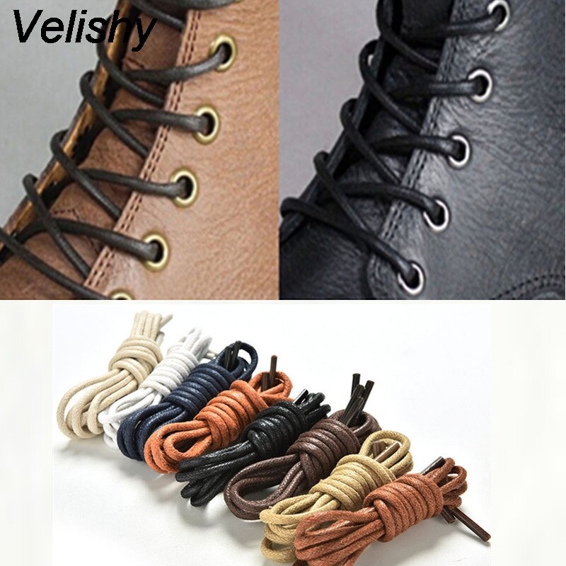 Velishy Shoelaces Waterproof Leather Shoes Laces Round Shape Fine Rope White Black Red Blue Purple Brown Shoelaces