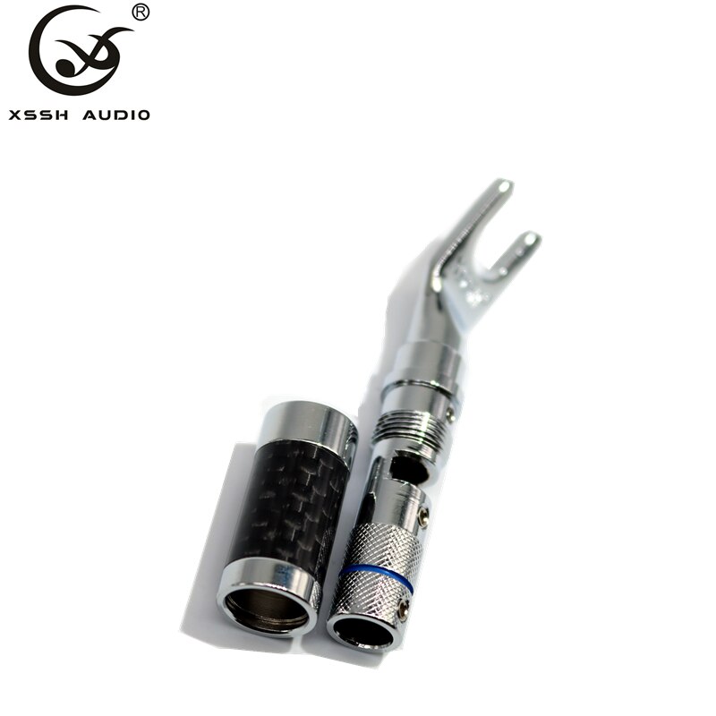 XSSH di Alta qualità in fibra di carbonio serie rhodium placcato Y connettore a spina a banana per l'altoparlante filo FAI DA TE