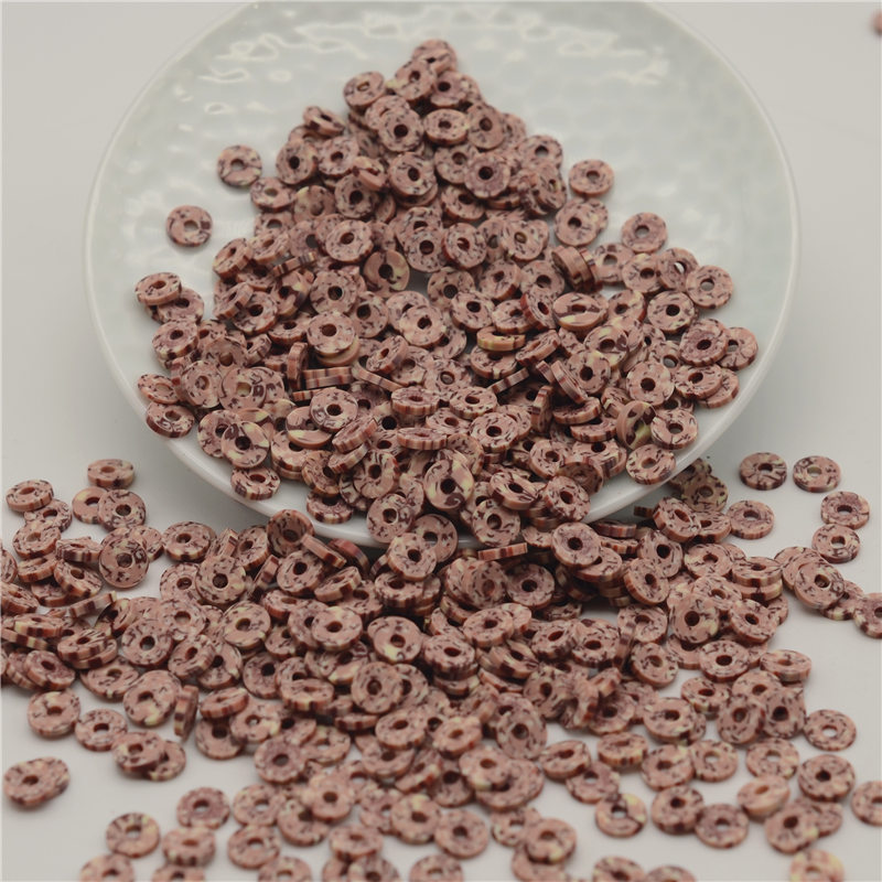 100g/lot Polymer Donut/Hollow circle Clay Fimo Sprinkles Lovely confetti for Crafts Making, DIY Confetti: 6mm coffee