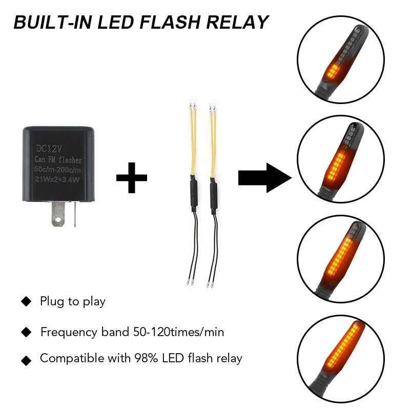 Motorcycle LED Turn Signal Indicator Load Resistor Decoder &amp; 2-Pin Unit Adjustable Flasher Blinker Relay Moto Accessories 12V