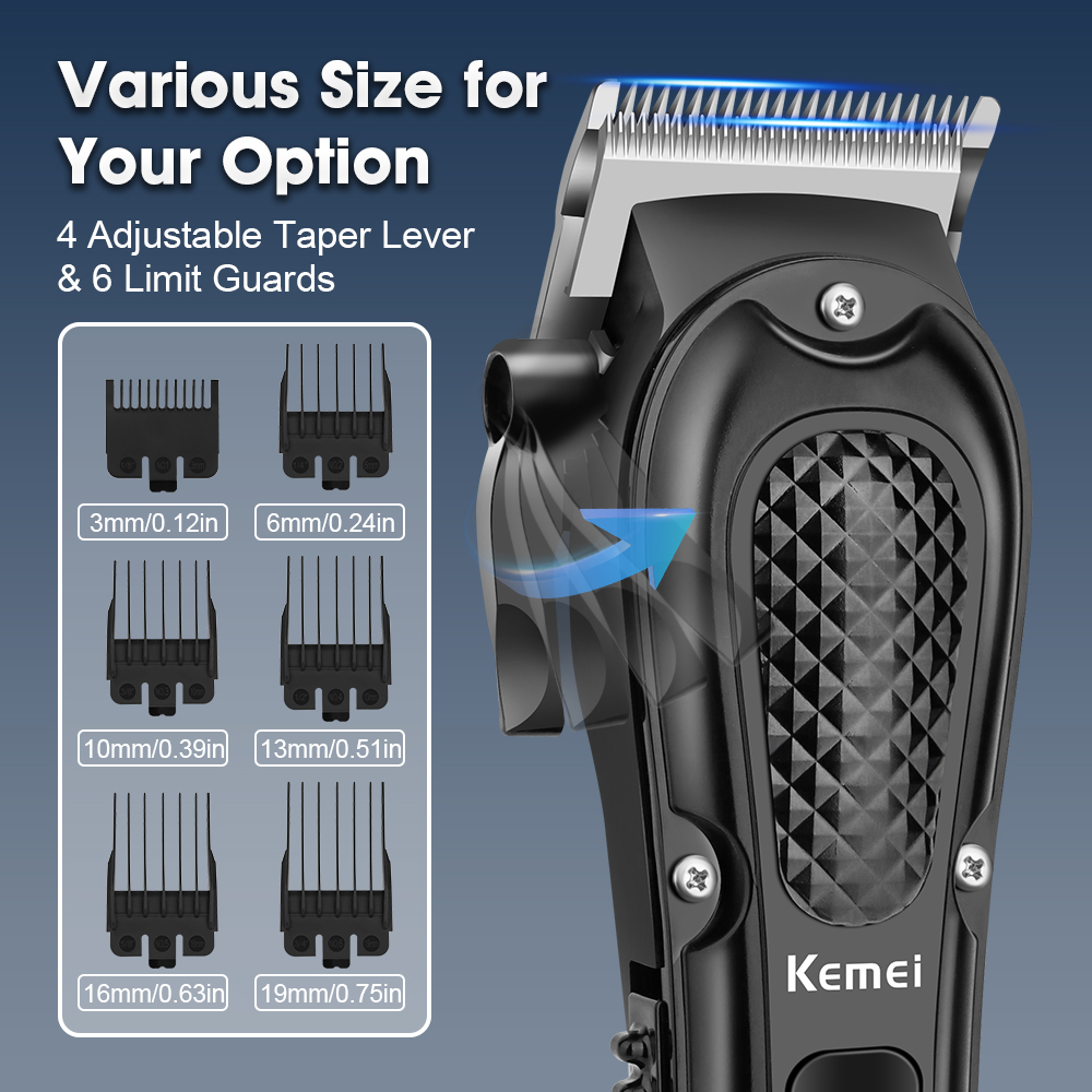 Kemei KM-1071 Electric Hair Clipper UBS Rechargeable Cordless Beard Trimmer Men Powerful Electric Hair Clipper Trimming Tool