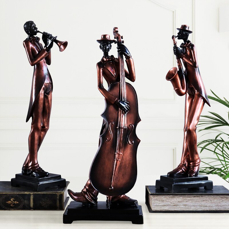 Estatuas de Banda de Música de resina europea, decoración para el hogar, sala de estar, Bar, cafetería, figuras de escultura para personas de escritorio, decoración artesanal