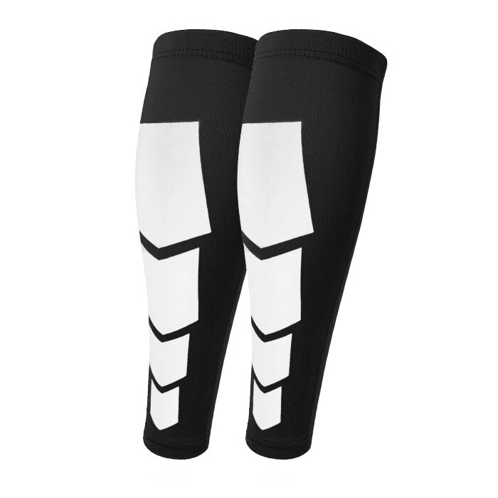 2 Pcs Voetbal Basketbal Hardlopen Beenwarmers Fietsen Kalf Greaves Scheenbeschermers Shin Supporter Kyqrtz Outdoor Sport Compressie Been: Black / XL
