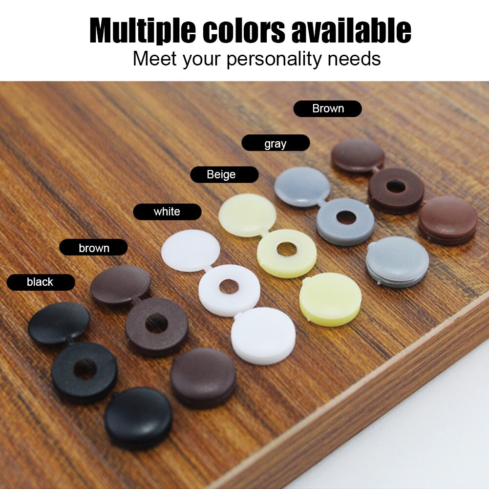 500/100Pcs Plastic Hinged Screw Cover Caps Washer Flip Tops Multiple Colour for Furniture Hardware FEA889