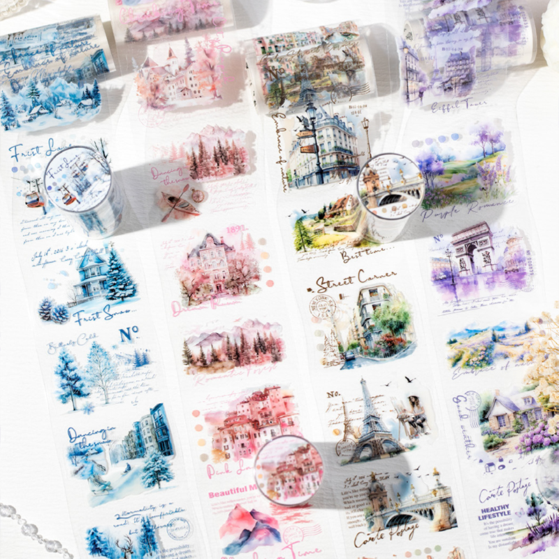 Mr Paper, nastro fustellato in PET serie Four Times Light, adesivi decorativi per manuali, adesivi per cancelleria