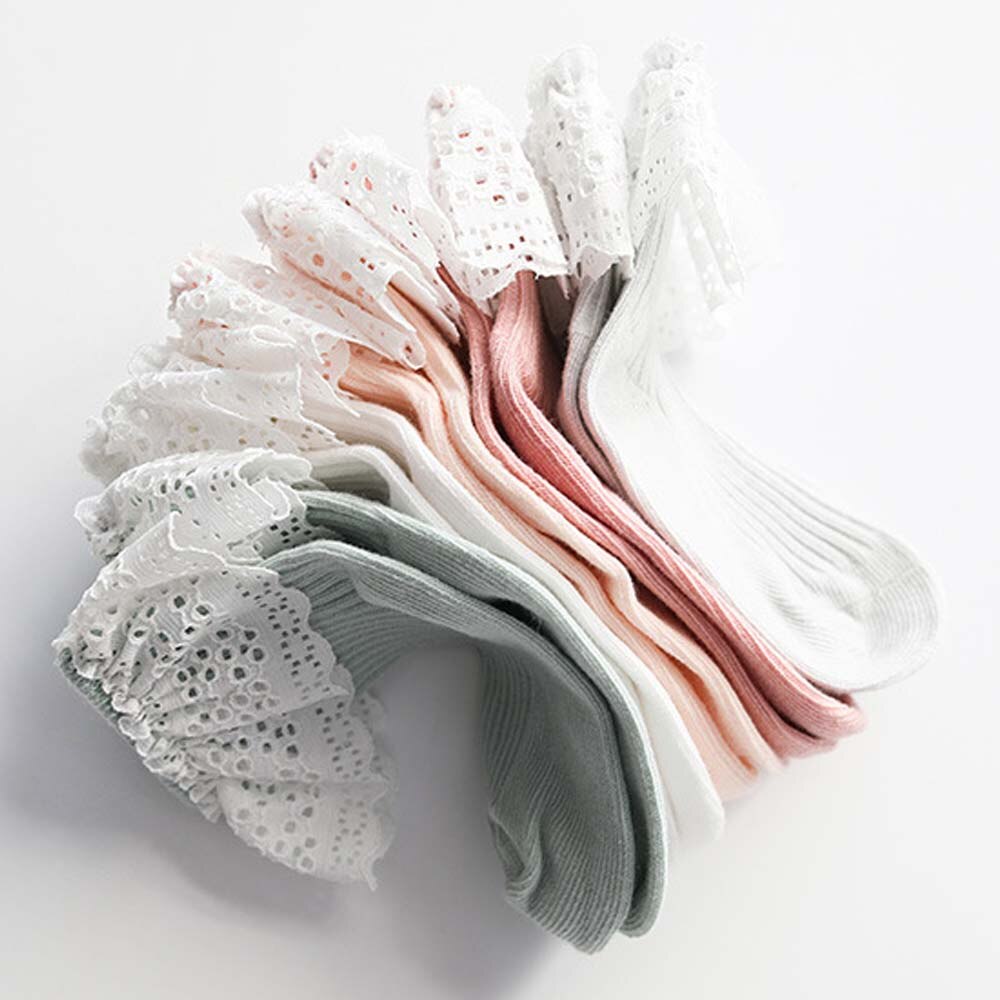 retrò Dei Bambini Del Merletto Calzini E Calzettoni pizzo balza Laterale Ragazze Calzini E Calzettoni di colore Solido Del Cotone Del bambino Calzini E Calzettoni Primavera proprietà Calzini E Calzettoni