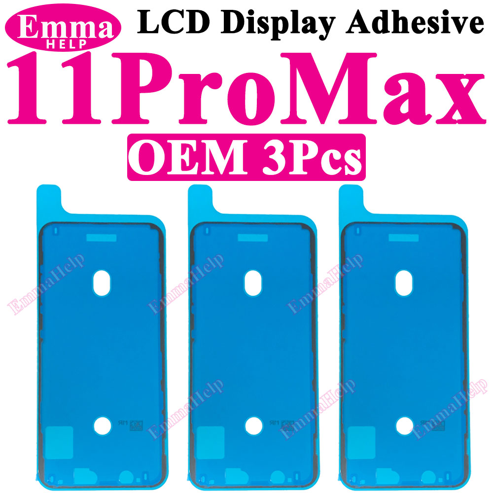 EmmaHelp 3pcs OEM LCD Screen Display Glue Waterproof Sticker for iPhone 11 12 13 7 8 Plus XS X 14 Adhesive Frame Seal Tape: Dark Grey