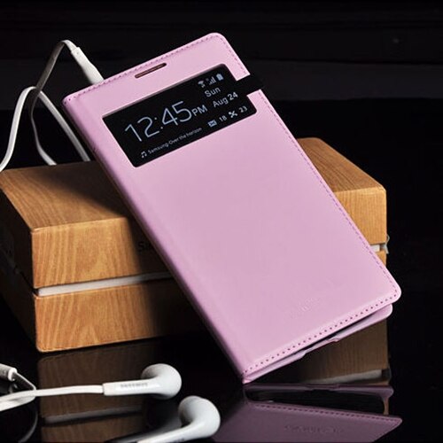 Slim View Shell Auto Sleep Wake up Function Flip Leather Case Shockproof Bag Back Cover Mask For Samsung Galaxy S4 I9500 I9505: Pink
