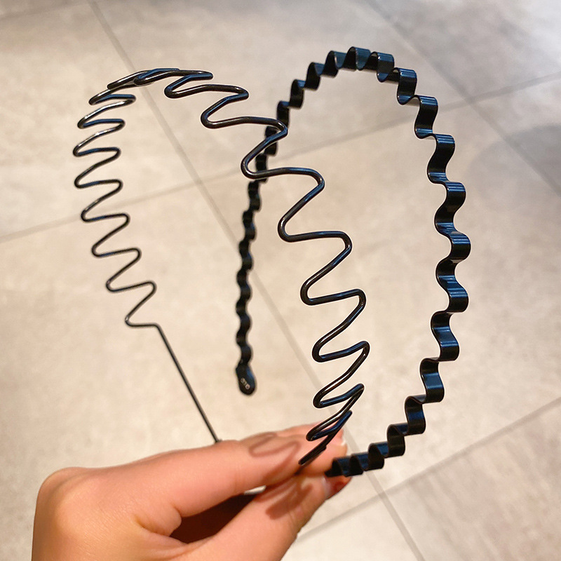 1 st hårband unisex vågformat hårband ansiktstvätt huvudbonad hårring enkelhet halkfri svart metall spiralband