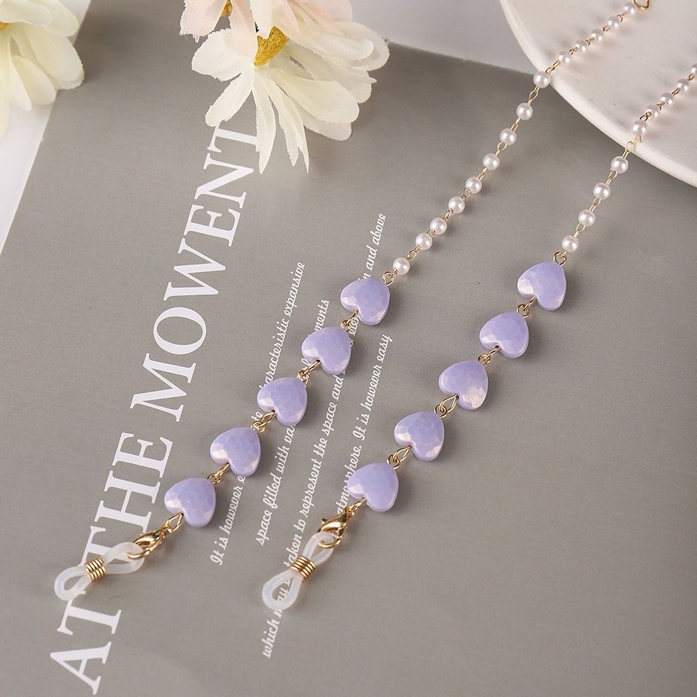 Heart Shape Imitation Pearl Eyeglasses Lanyard Glasses Chain Beaded Chain Reading Spectacles Holder Eyewear Accessories: Red
