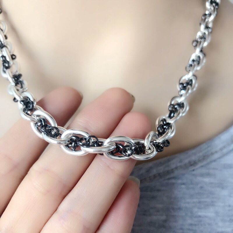 Choker Rhodium Chain Braided Necklace