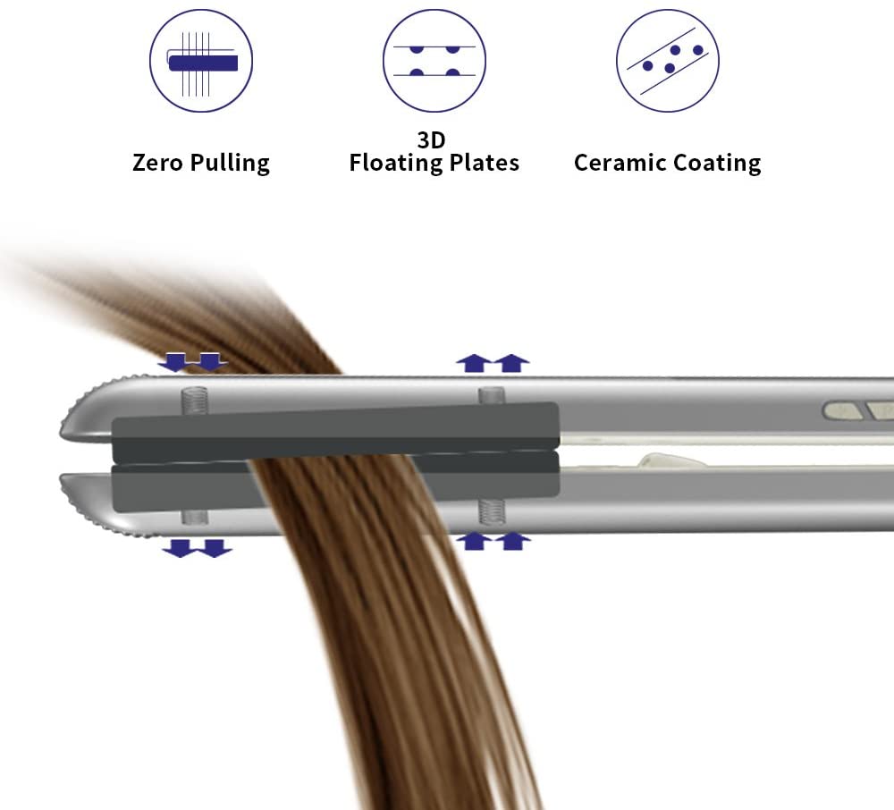 KIPOZI-plancha para el pelo, rizador de pelo 2 en 1 de titanio, con calefacción instantánea, pantalla LCD Digital