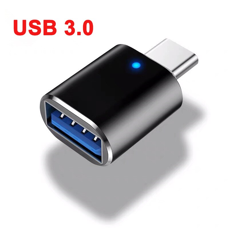 Adaptador de tipo C a USB 3,0 OTG, convertidor de macho a USB hembra para Macbook, Samsung S20, Xiaomi, Huawei, USBC, conector OTG LED