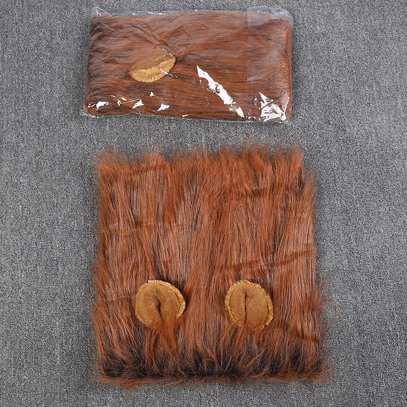 Peluca de perro León para mascotas, ropa de Cosplay, disfraz de transfiguraciOn, peluca de pelo cálido de invierno para perros grandes, accesorios para fiestas navideñas: Dark Brown / S