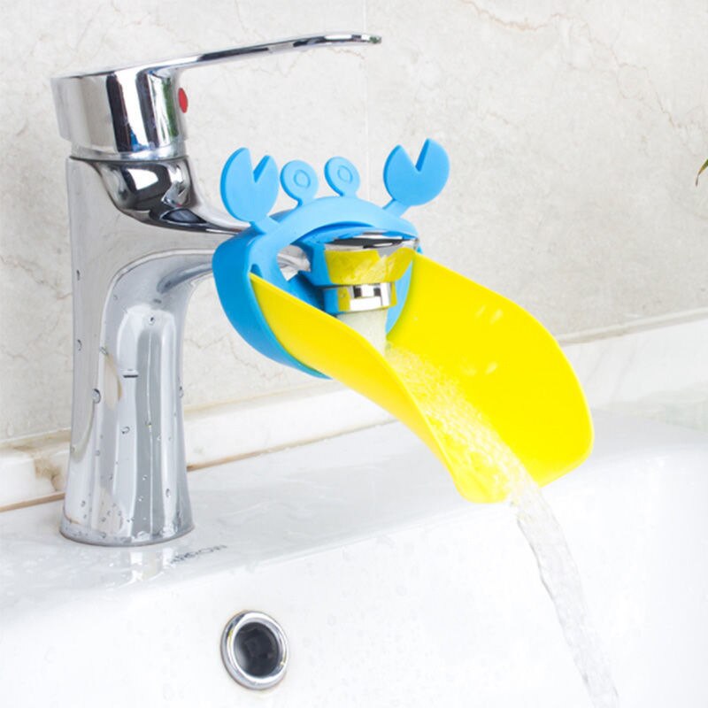Animal Cute Duck Elephant Faucet Extender Water Children Saving Cartoon Tool Help Baby Washing Hands Bathroom Bath Toy Kids: blue crab