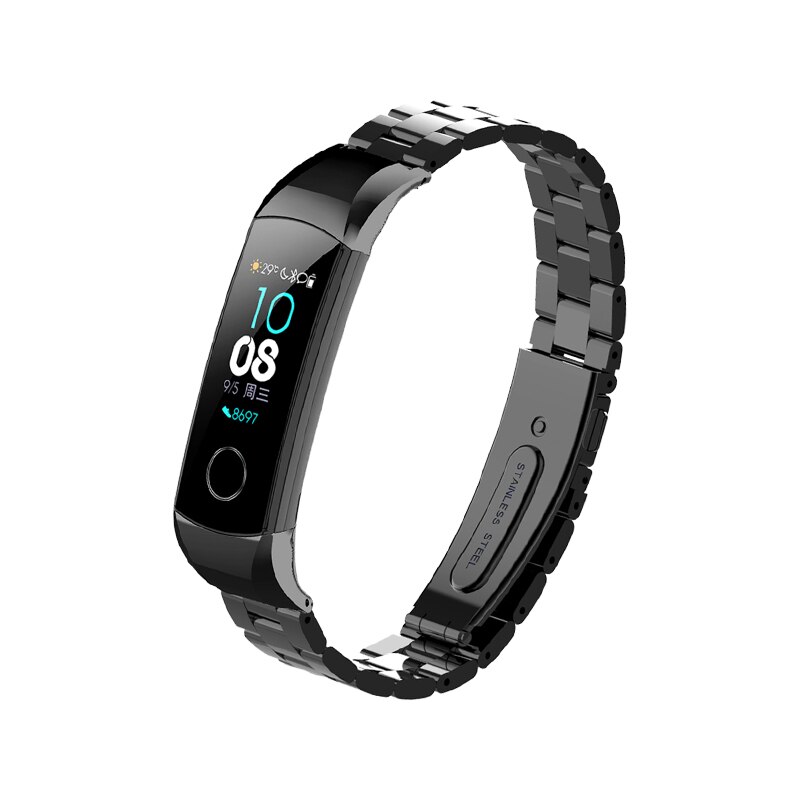 Metal strap For Huawei Honor Band 4 strap Magnetic buckle Metal Bracelet For Honor Band 5 Accessories: metal-black / For honor band 5