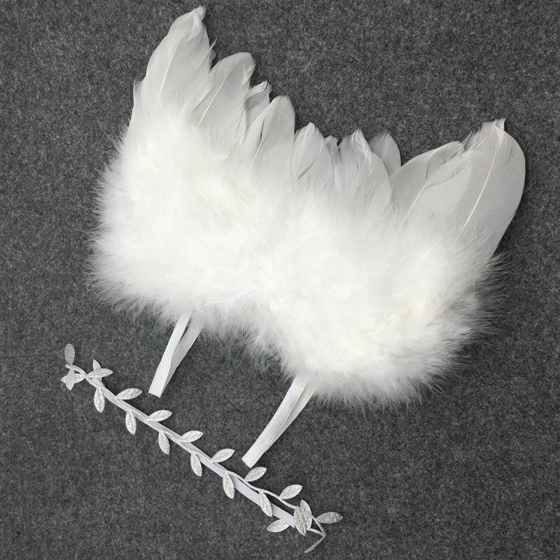Pasgeboren Fotografie Props Infant Baby Meisjes Jongen Angel Feather Wings Feather Photo Prop Vleugels Hoofdband Kleding Haarband: Silver Headband