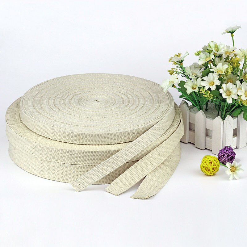 Rouleau de sangle Beige 100% coton, 50 Yards/rouleau, ruban en toile de 1.5mm d&#39;épaisseur 20mm 25mm 38mm, sangle pour sac à dos, accessoires de couture