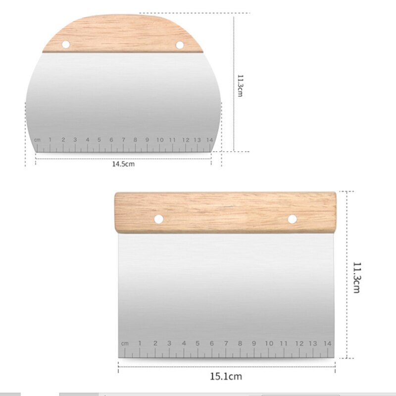 Raspador de plancha Chopper, ideal como cortador de masa para masa de pan y Pizza, multiusos, mango de madera, 2 piezas
