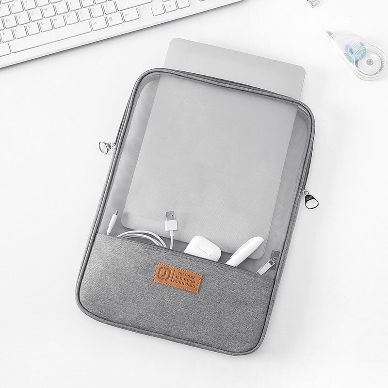 Portable A4 Documents Bags School Students Book Test Paper Storage Pouchs Double Layer Stationery Transparent Zipper Organizer