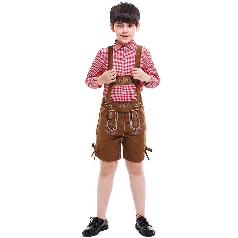 Umorden oktoberfest kostume lederhosen bayersk tysk festival øl cospaly til teen drenge mænd halloween mardi gras outfit: Børn / L
